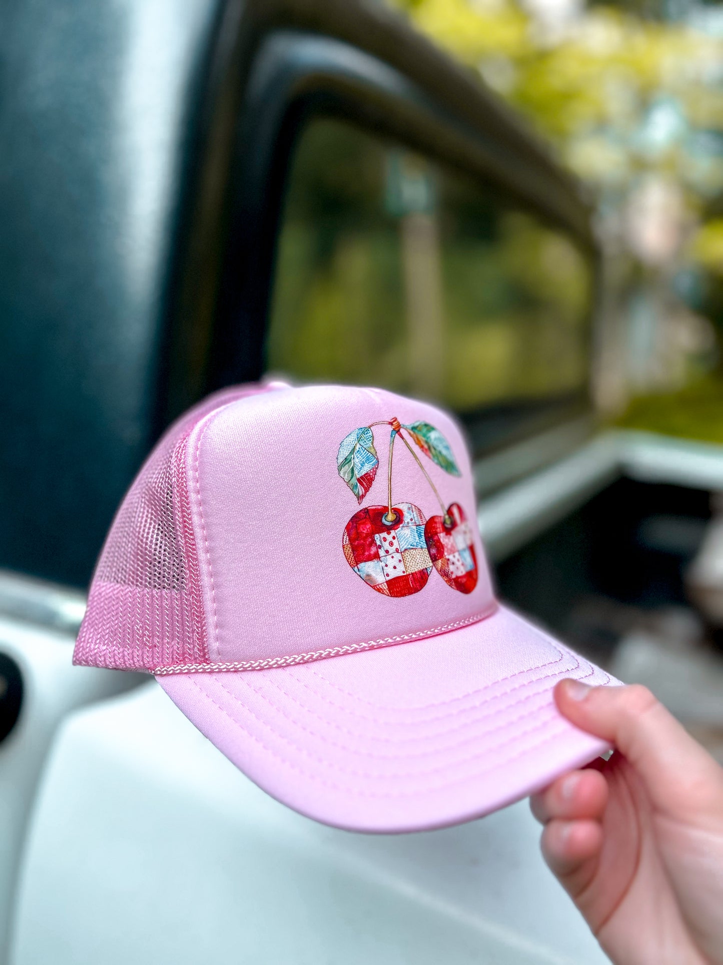 Cherry Patchwork Trucker Hat